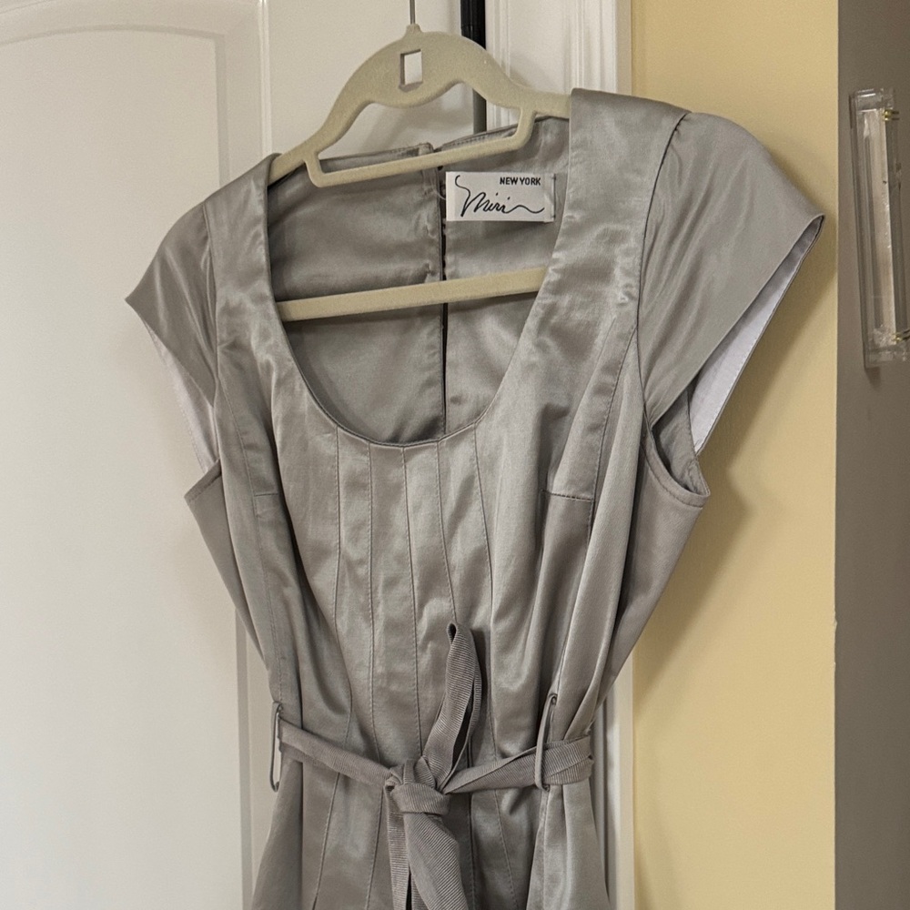 Miri New York Silver Satin Dress with Belt